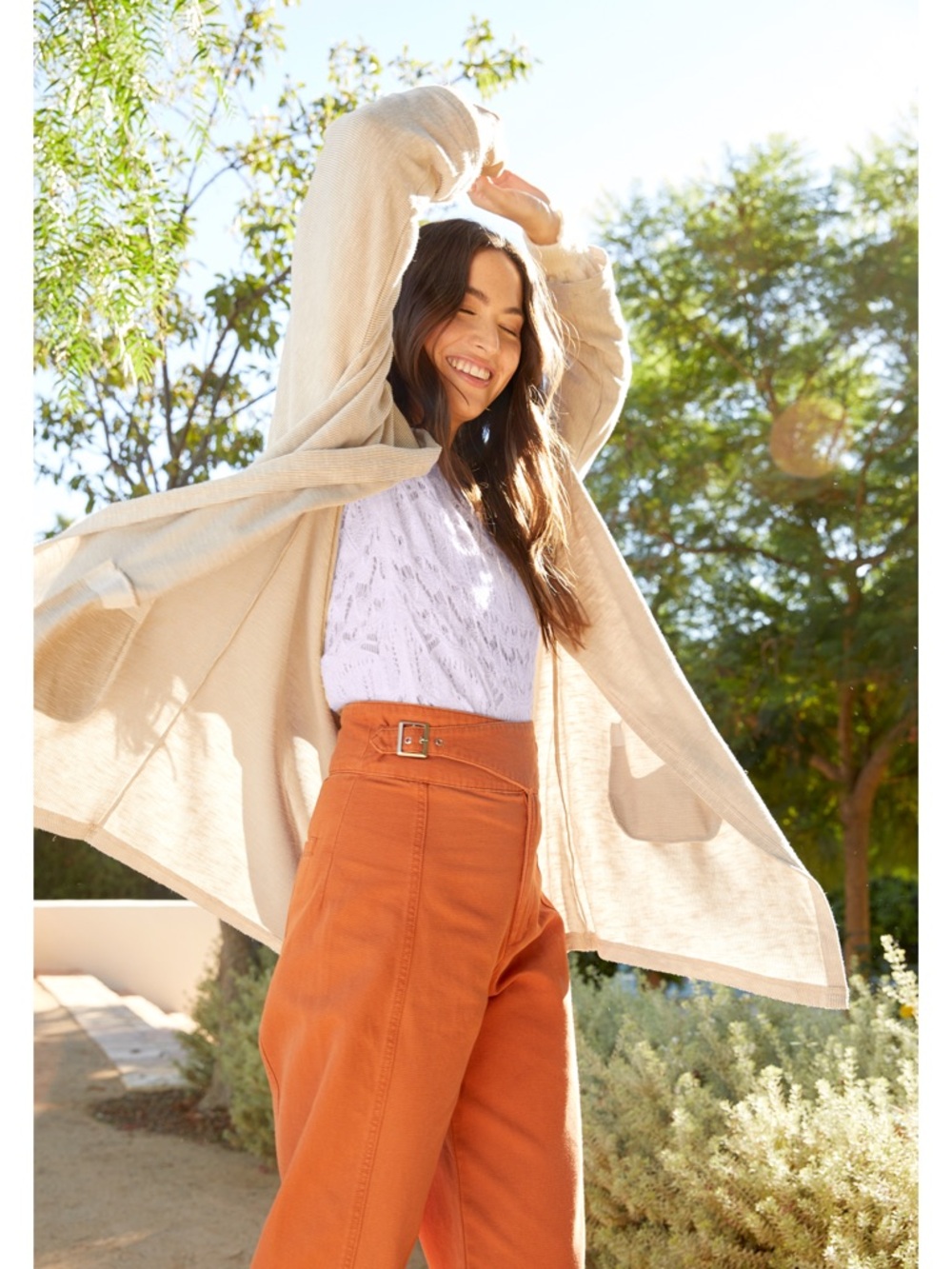 DONNI. Ribbed Cream Sweater Coat - Picture 5 of 6